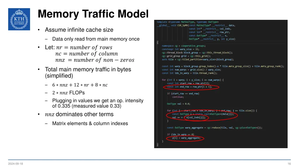 memory traffic model