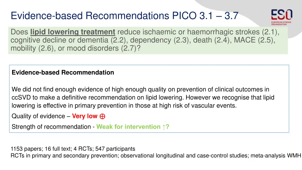 evidence based recommendations pico 3 1 3 7