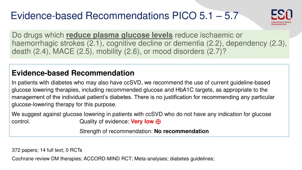 evidence based recommendations pico 5 1 5 7