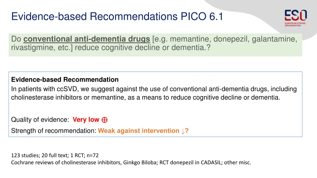 evidence based recommendations pico 6 1