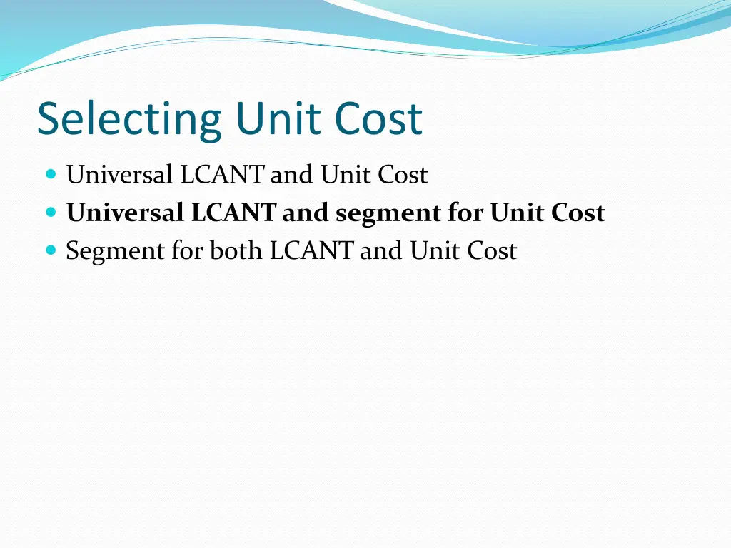 selecting unit cost 3