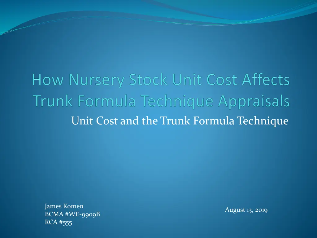 unit cost and the trunk formula technique 1