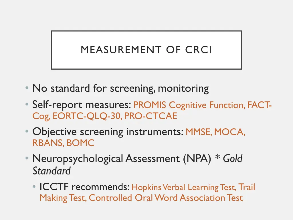 measurement of crci