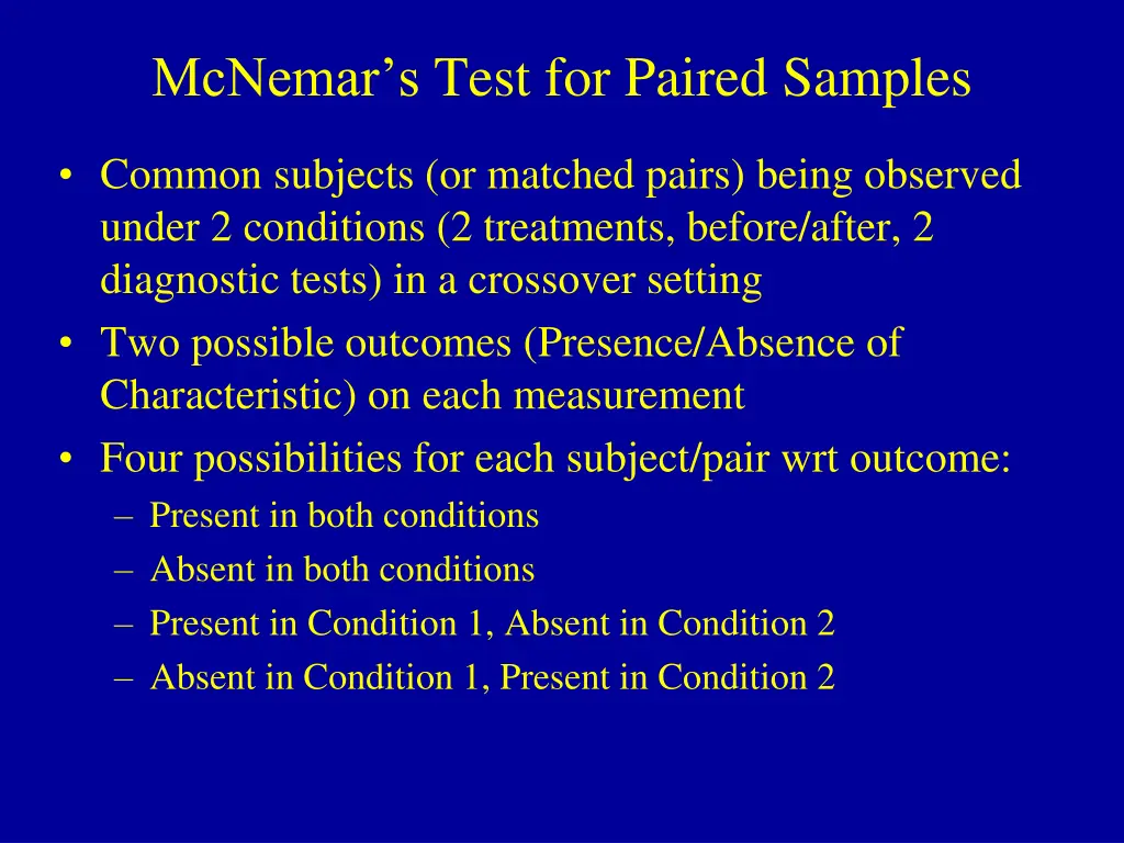 mcnemar s test for paired samples