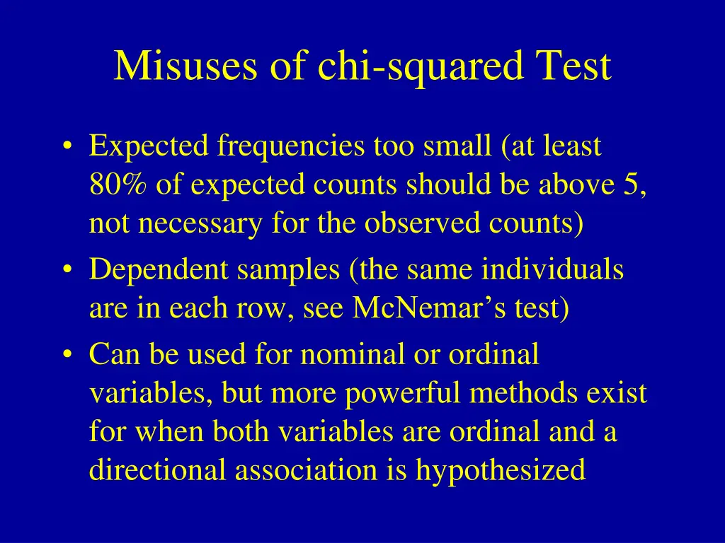 misuses of chi squared test