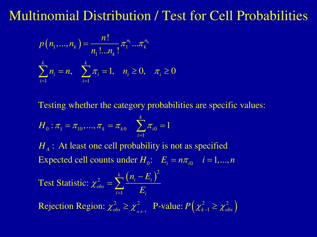 multinomial distribution test for cell