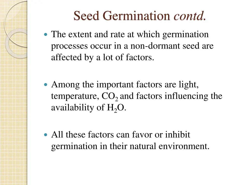 seed germination contd