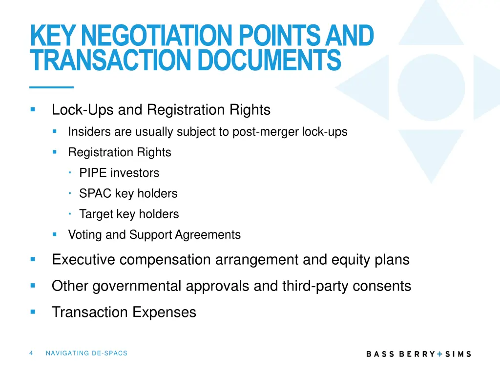 key negotiation points and transaction documents 1