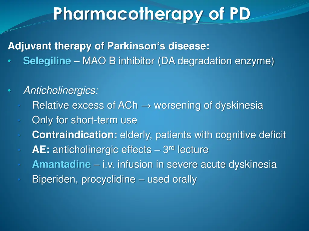 pharmacotherapy of pd 2