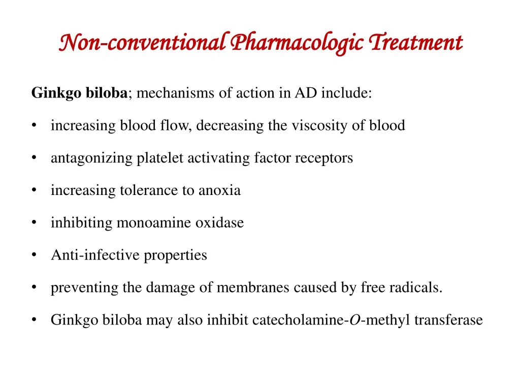 non non conventional pharmacologic treatment 1