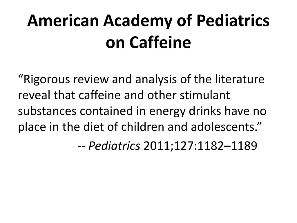 american academy of pediatrics on caffeine