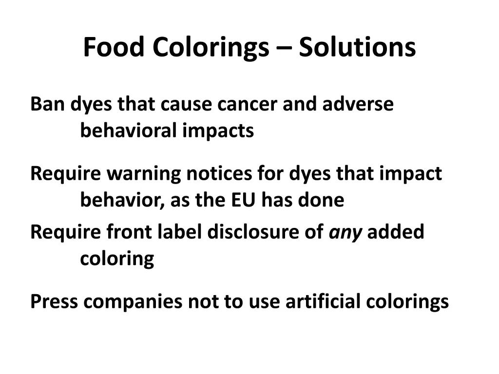 food colorings solutions