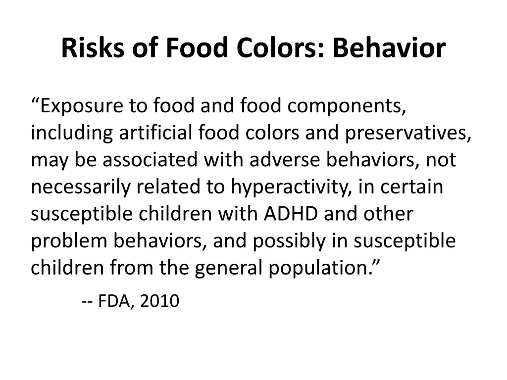 risks of food colors behavior 1