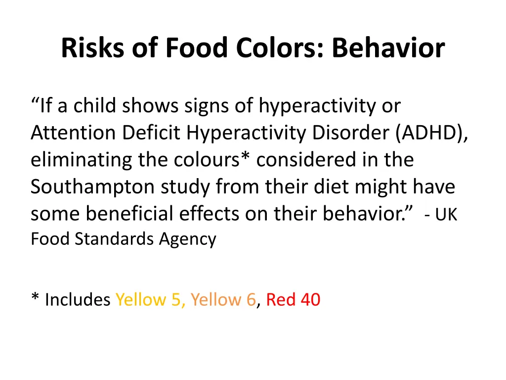 risks of food colors behavior 2