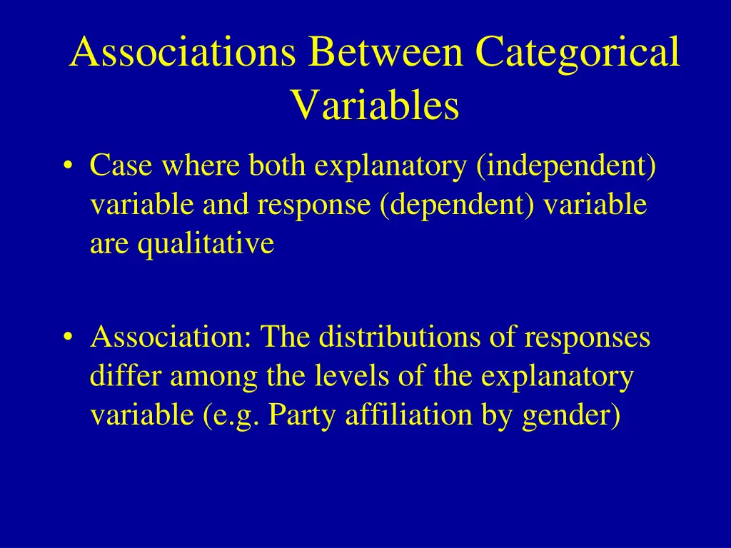 associations between categorical variables