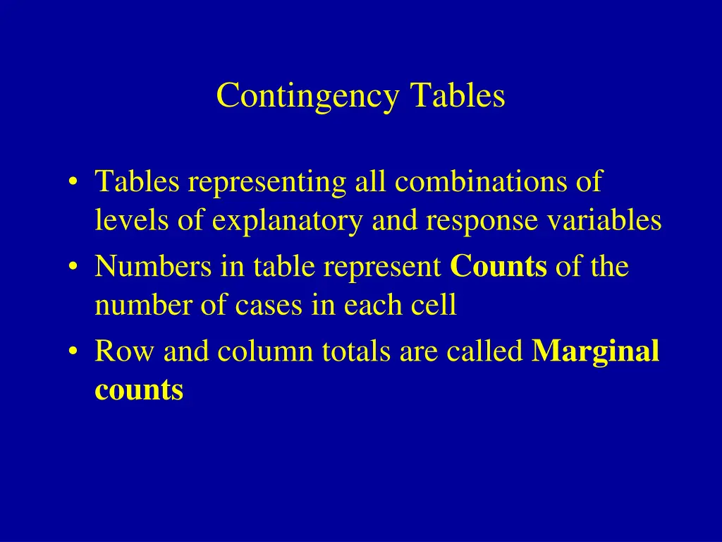 contingency tables