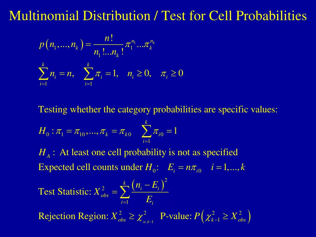 multinomial distribution test for cell