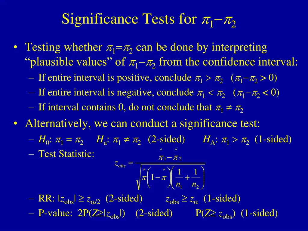 significance tests for