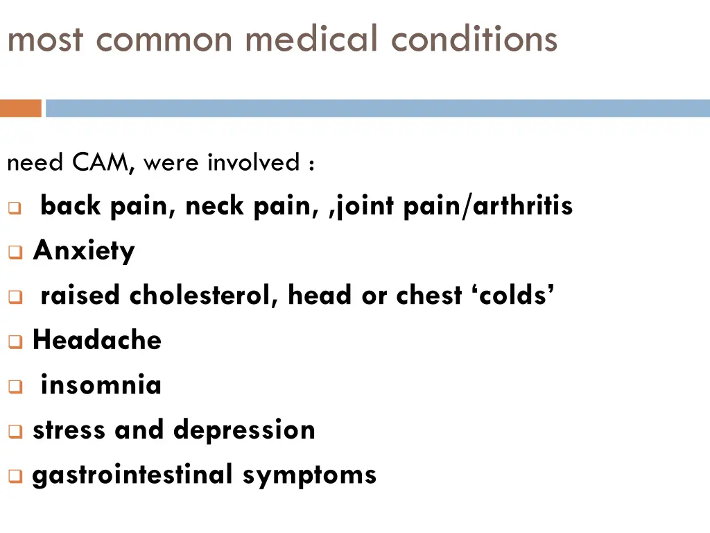 most common medical conditions