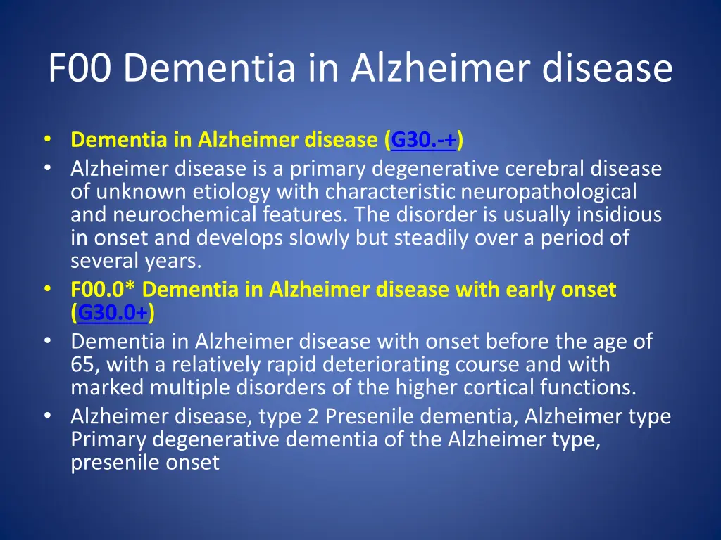 f00 dementia in alzheimer disease