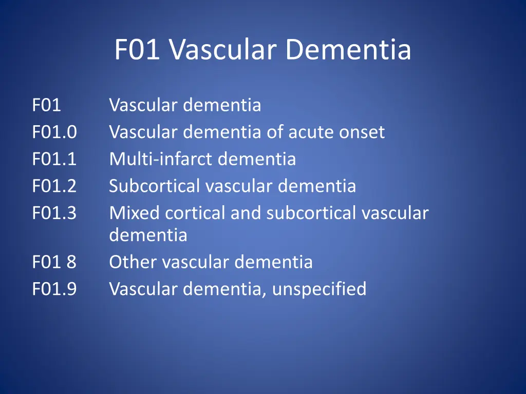 f01 vascular dementia