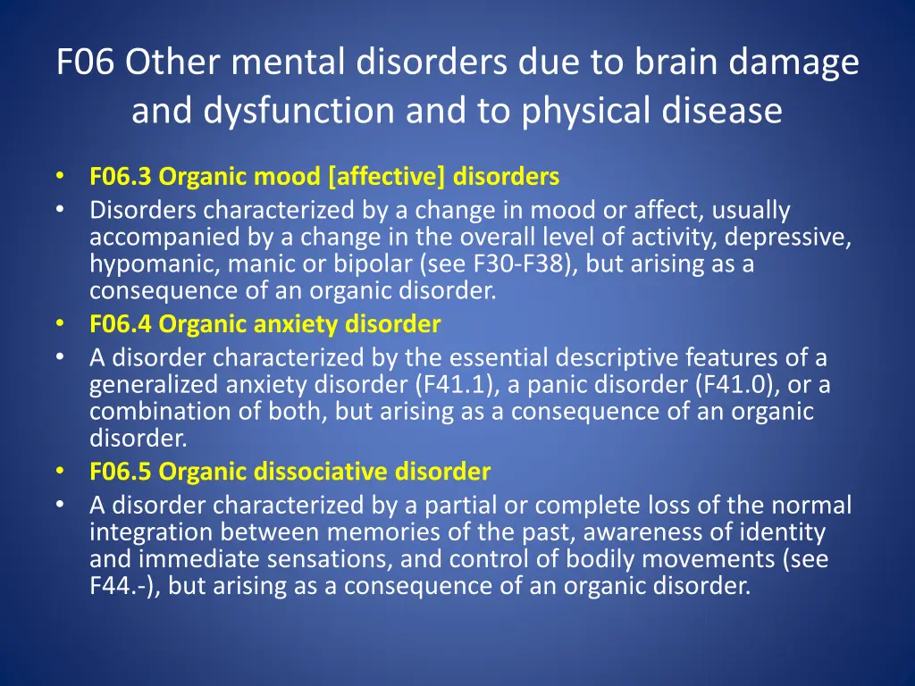 f06 other mental disorders due to brain damage 3