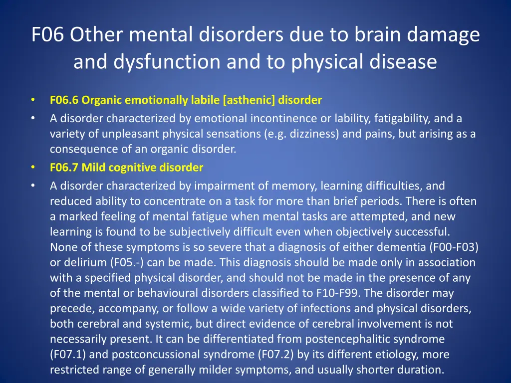 f06 other mental disorders due to brain damage 4