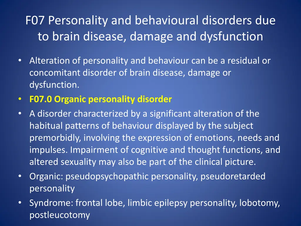 f07 personality and behavioural disorders 2