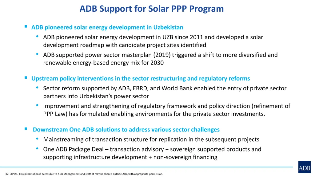 adb support for solar ppp program