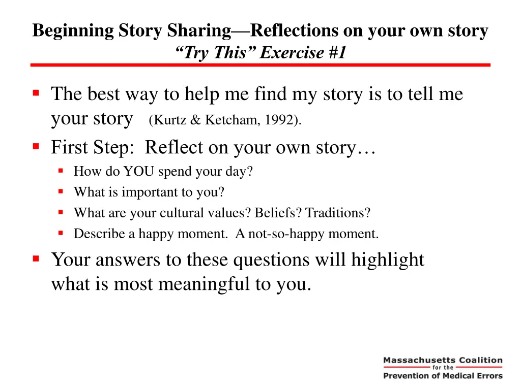 beginning story sharing reflections on your