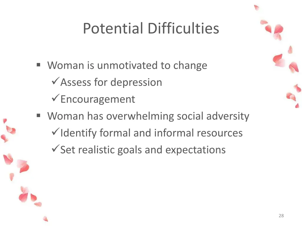 potential difficulties