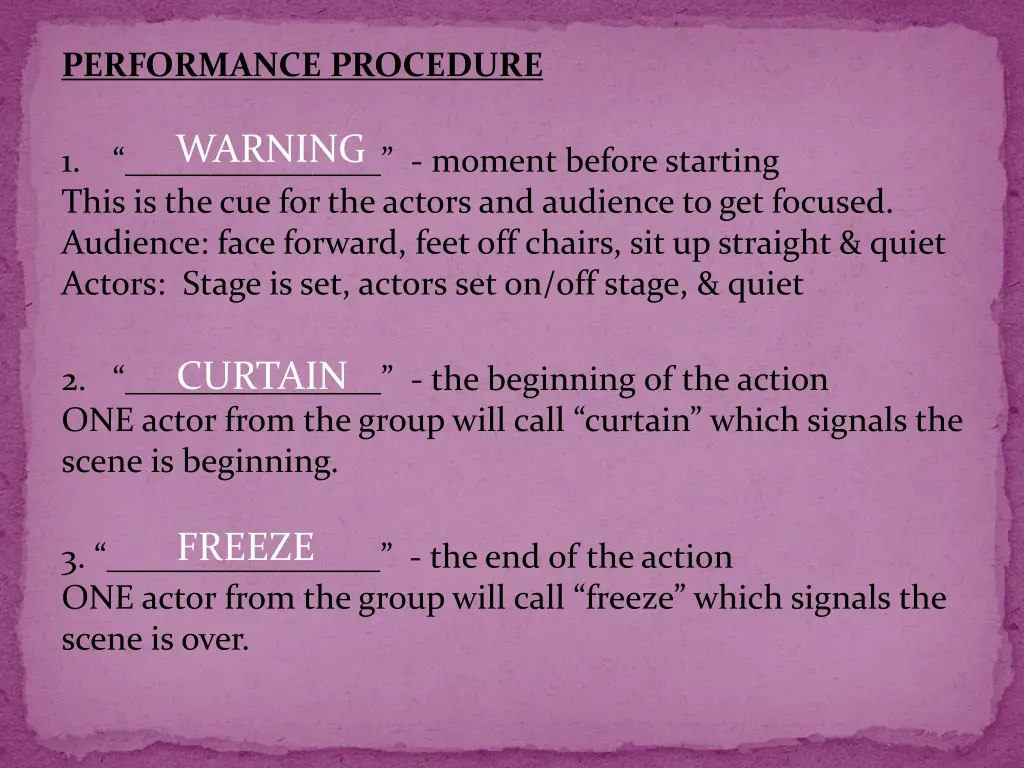 performance procedure