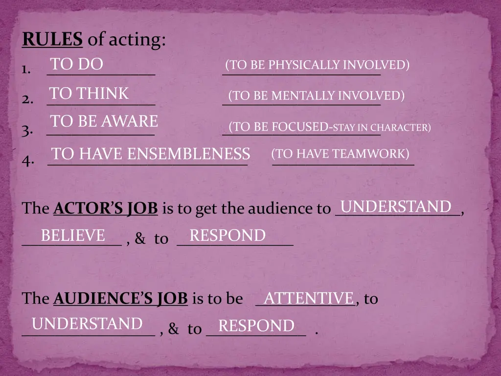 rules of acting to do