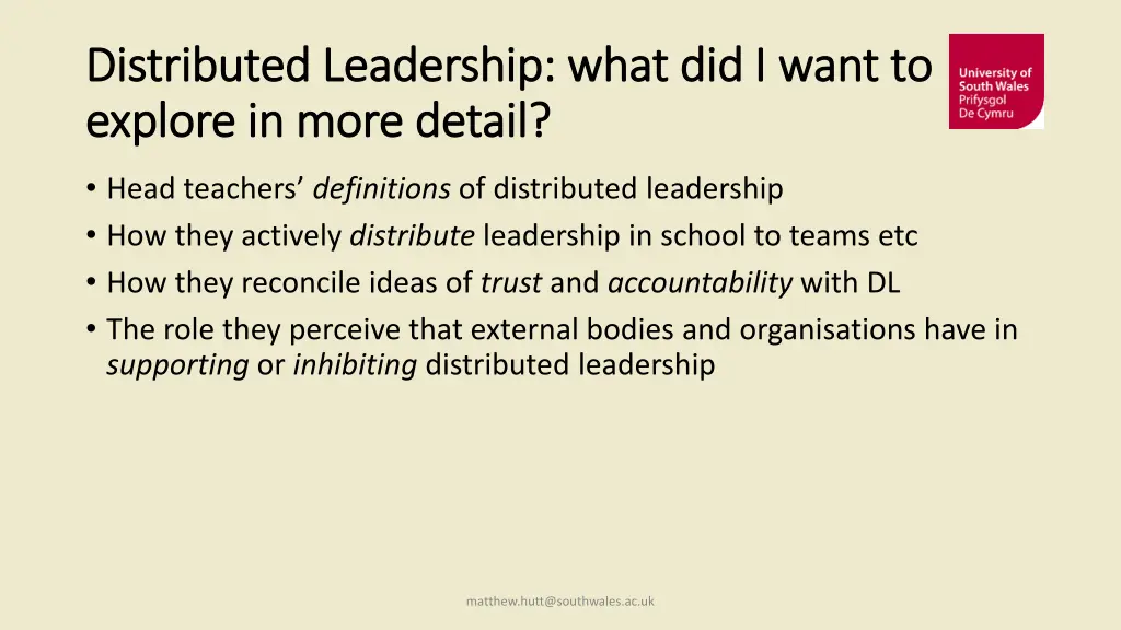 distributed leadership what did i want