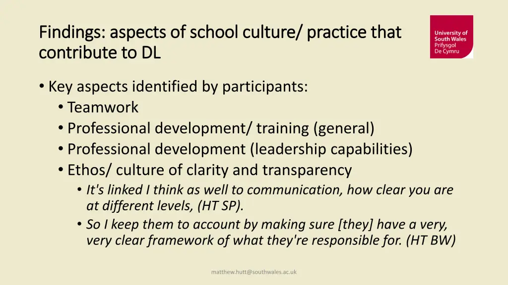 findings aspects of school culture practice that