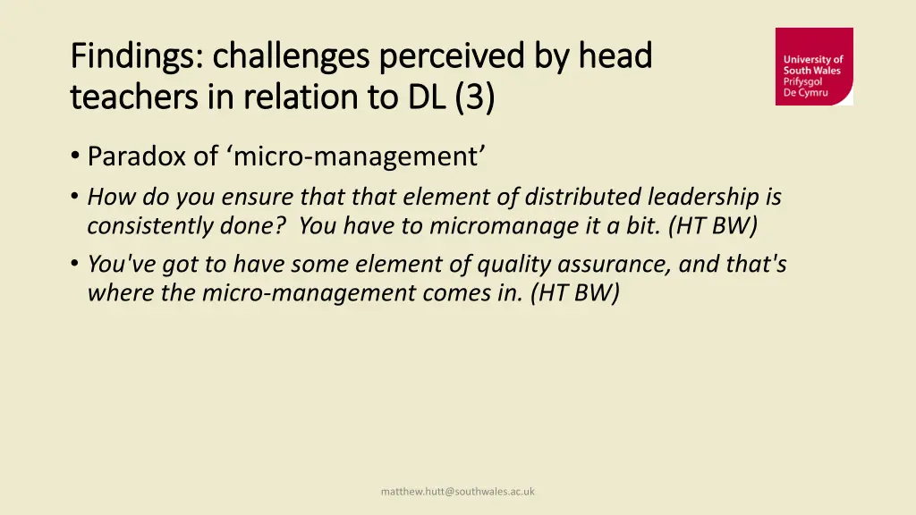 findings challenges perceived by head findings 2