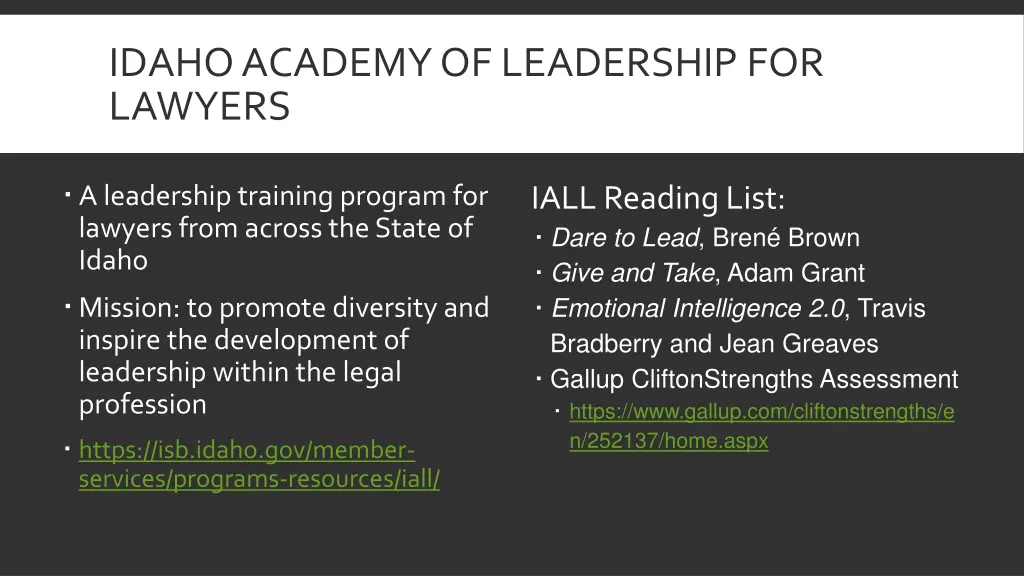 idaho academy of leadership for lawyers