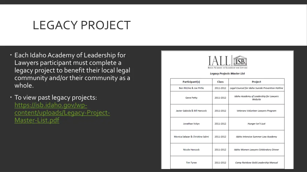 legacy project