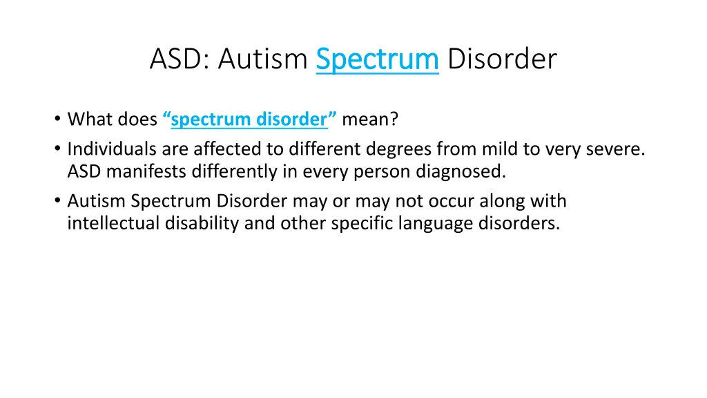 asd autism spectrum