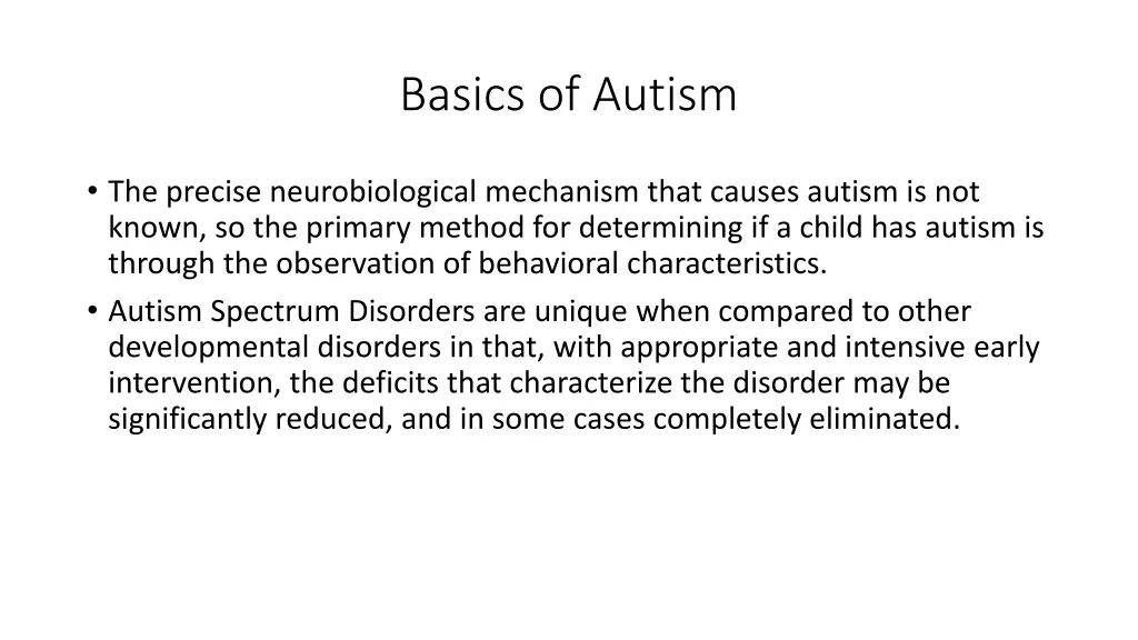 basics of autism