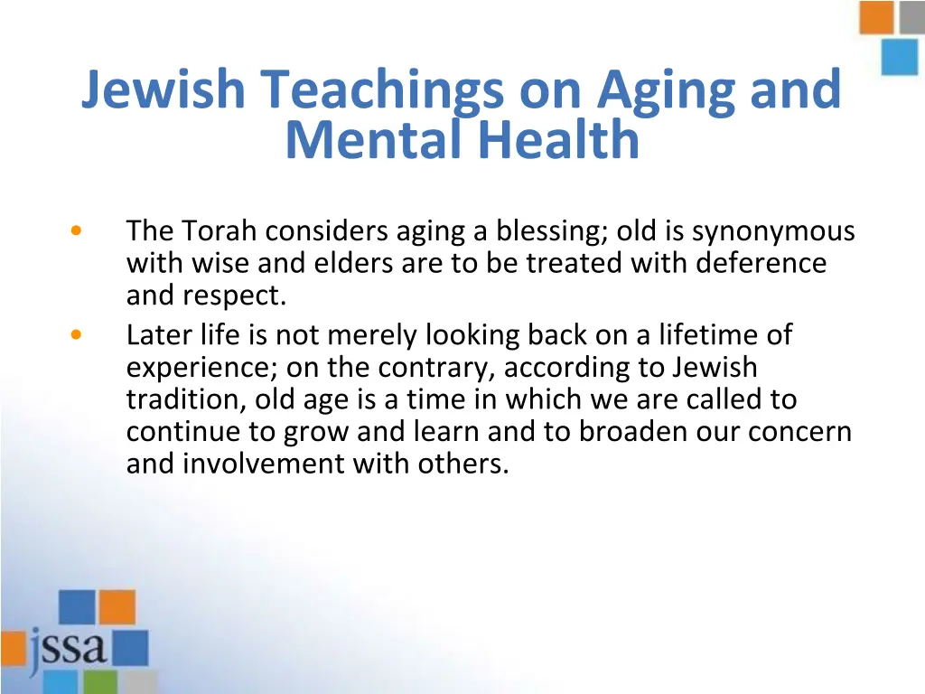 jewish teachings on aging and mental health