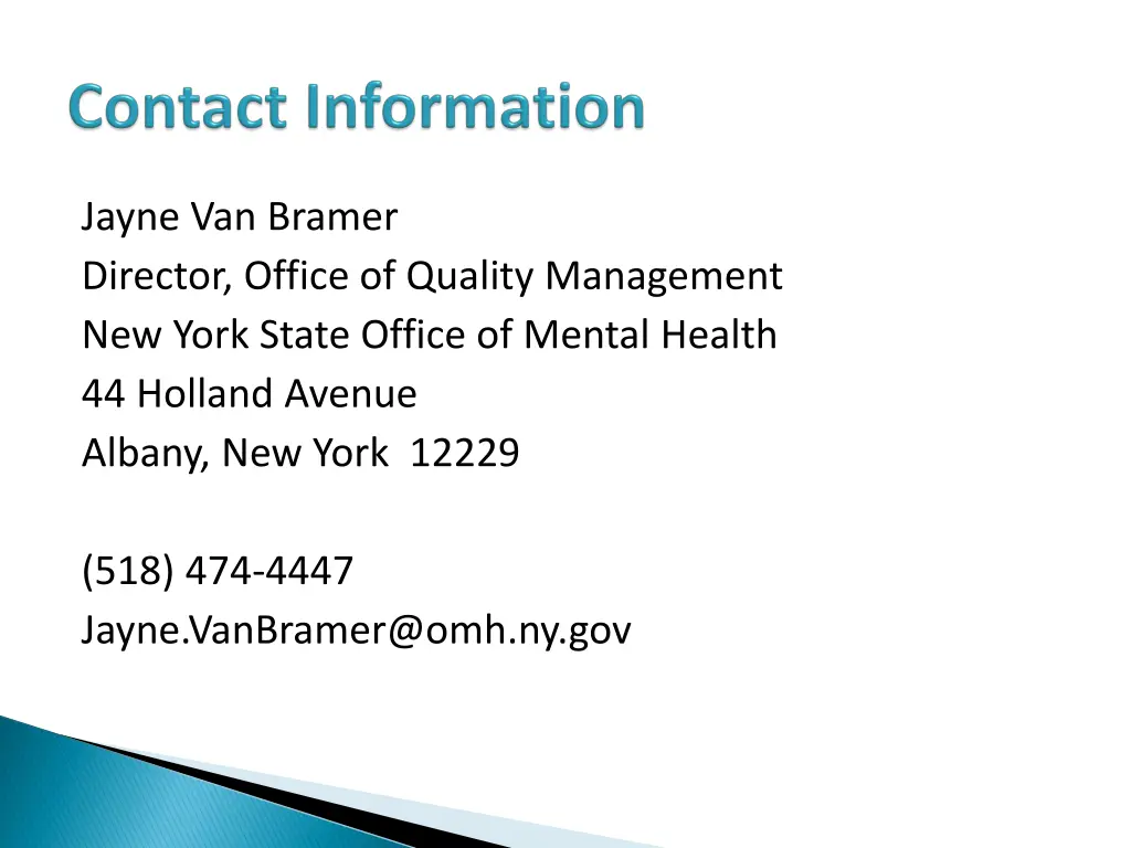 jayne van bramer director office of quality