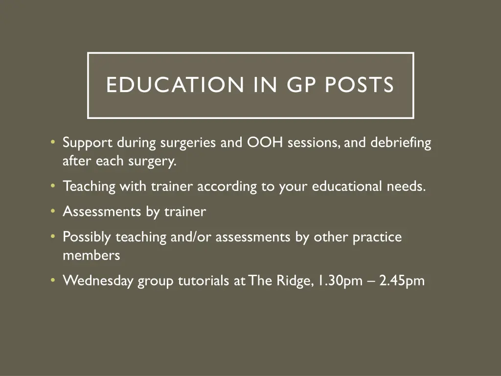 education in gp posts