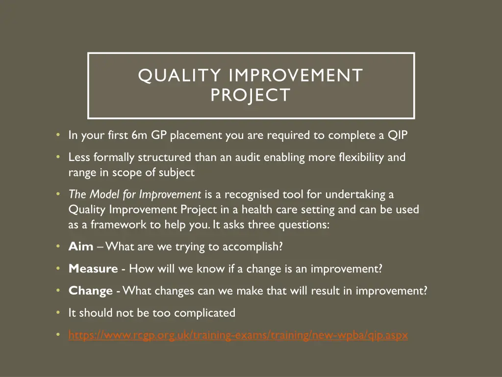 quality improvement project