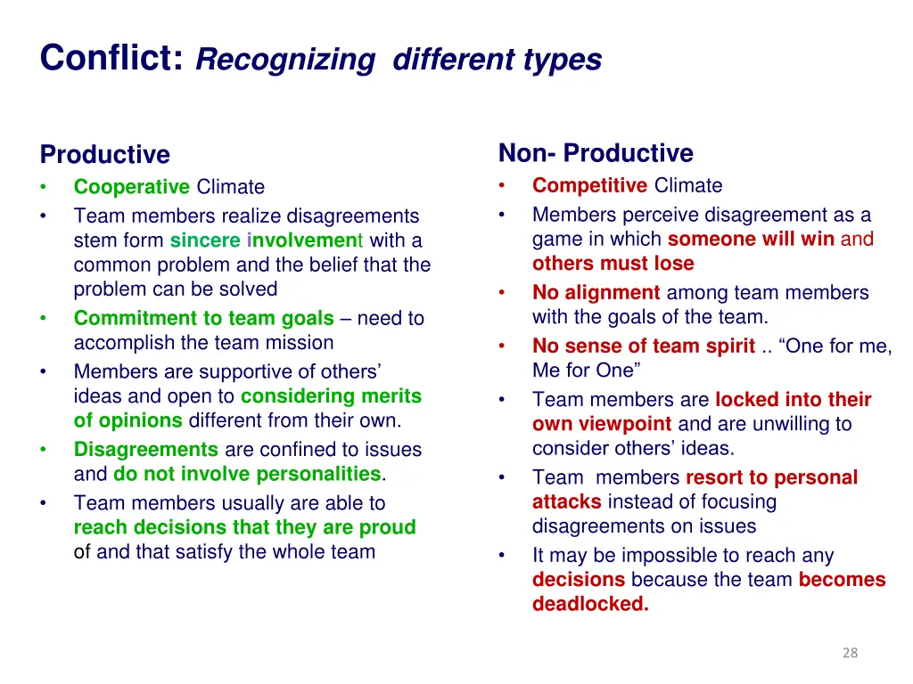 conflict recognizing different types