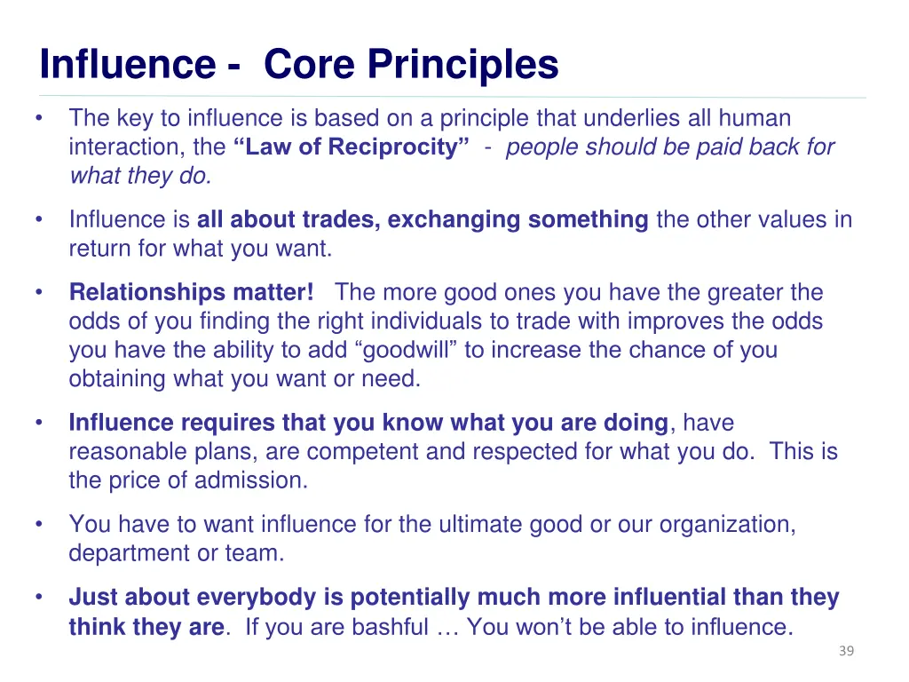 influence core principles