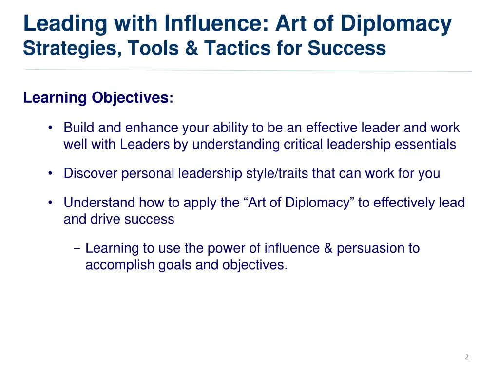 leading with influence art of diplomacy 1