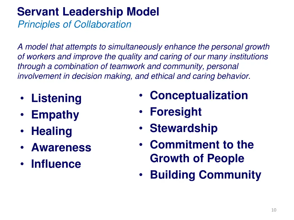 servant leadership model principles