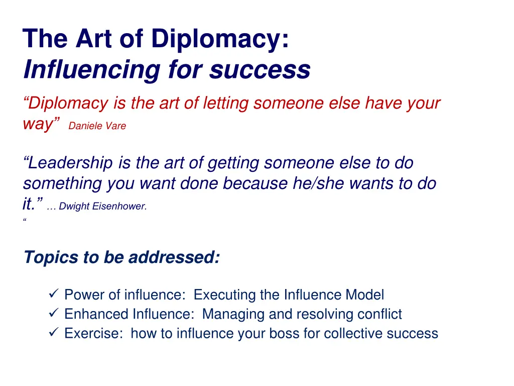 the art of diplomacy influencing for success