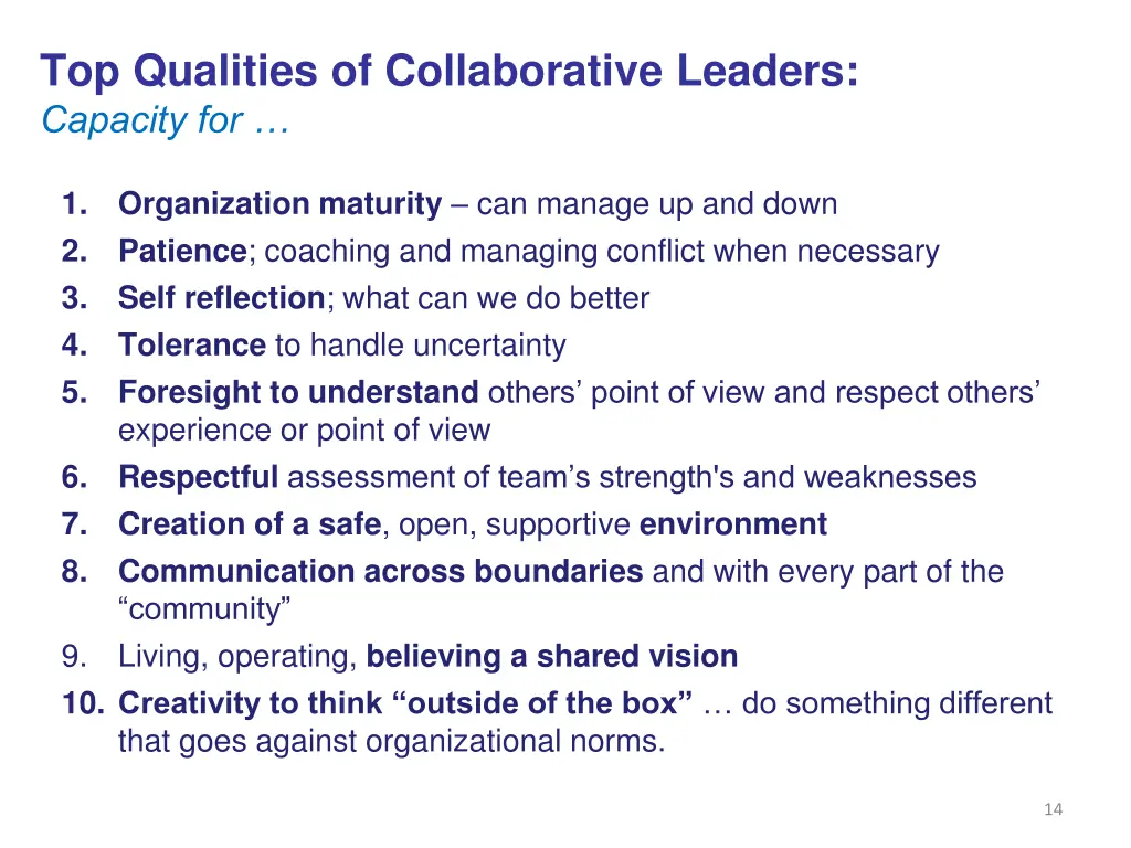 top qualities of collaborative leaders capacity